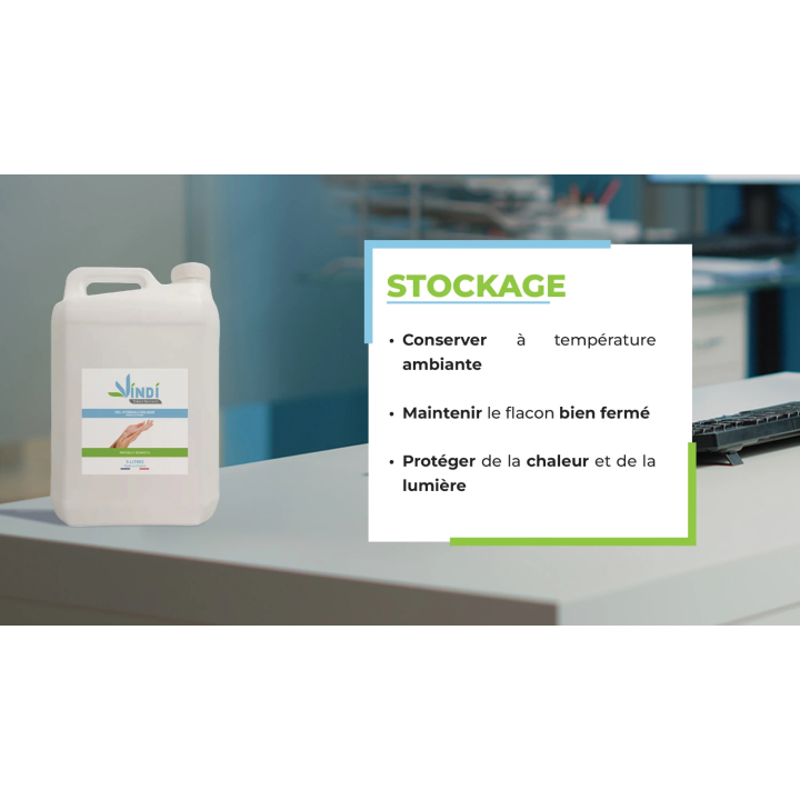Gel hydroalcoolique bidon de 5L - Vindi Désinfectant