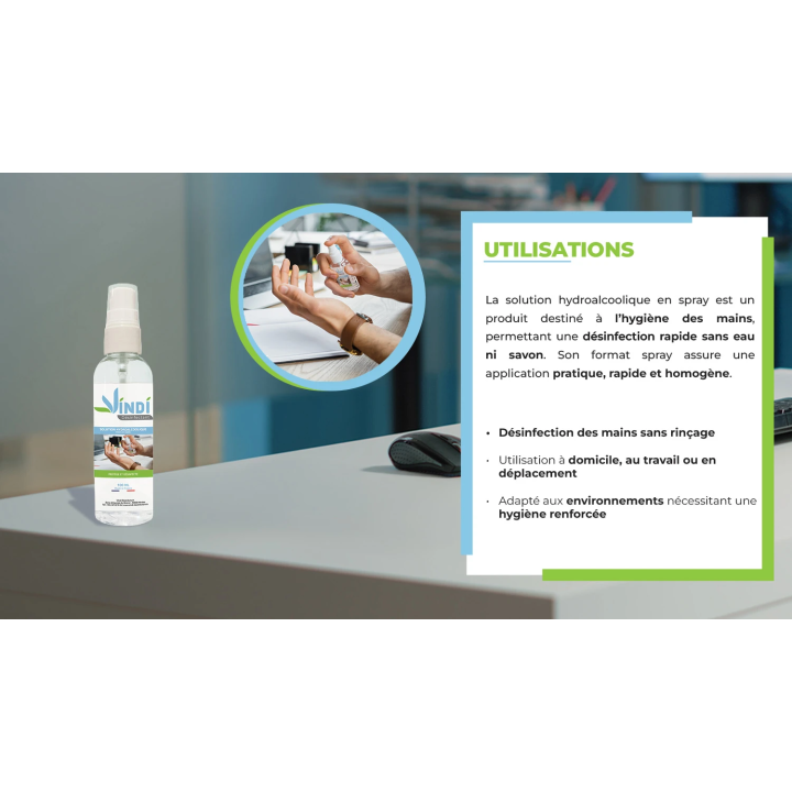 Solution hydroalcoolique flacon spray de 100ml | Fabrication Française