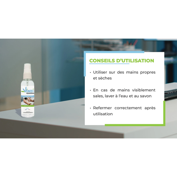 Solution hydroalcoolique flacon spray de 100ml | Fabrication Française