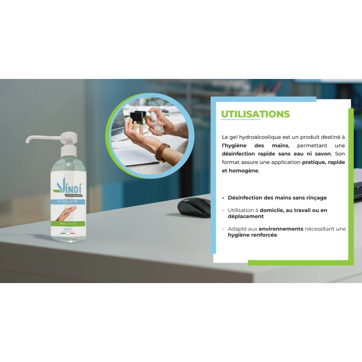 Gel hydroalcoolique flacon de 500ml | Fabrication Française
