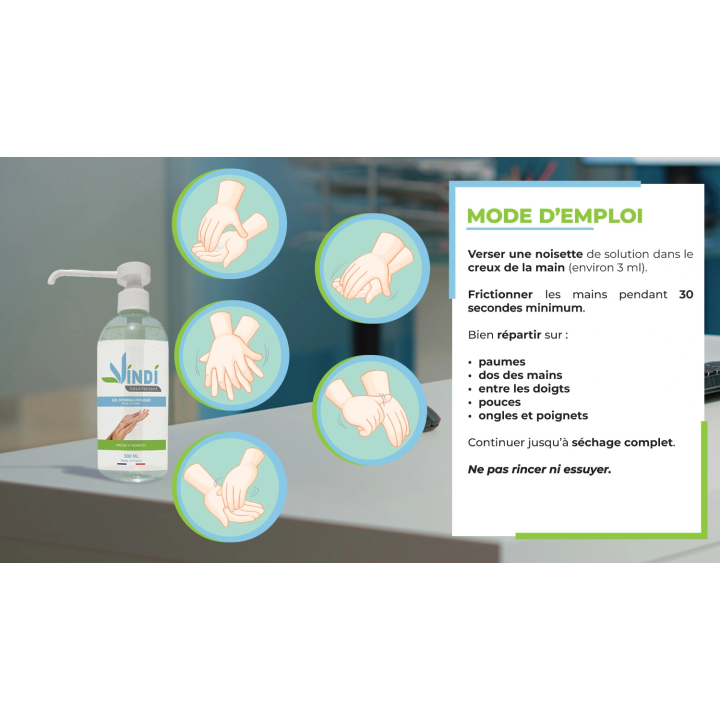 Gel hydroalcoolique flacon de 500ml | Fabrication Française
