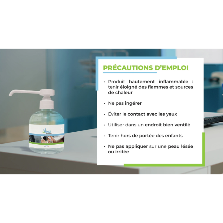 Solution hydroalcoolique flacon pompe de 300ml | Fabrication Française