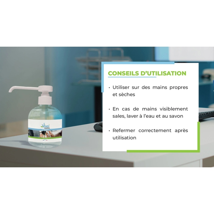 Solution hydroalcoolique flacon pompe de 300ml | Fabrication Française