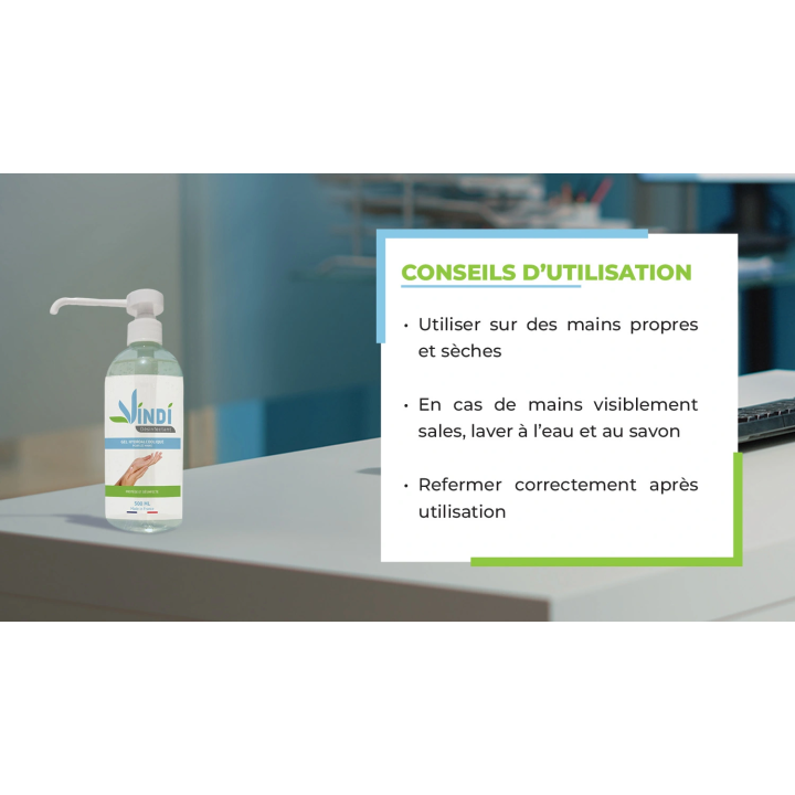 Gel hydroalcoolique flacon de 500ml | Fabrication Française