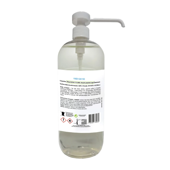 Gel hydroalcoolique flacon pompe de 1L | Fabrication Française