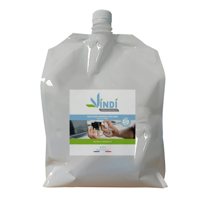 Solution hydroalcoolique poche écorecharge de 2,5L | Fabrication Française