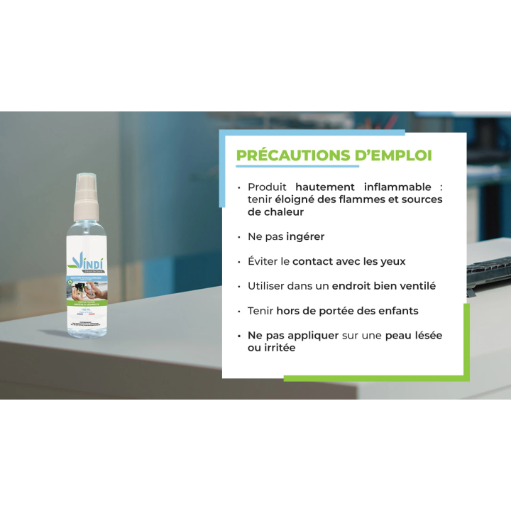 Solution hydroalcoolique menthe poivrée - 100ml | Fabrication Française
