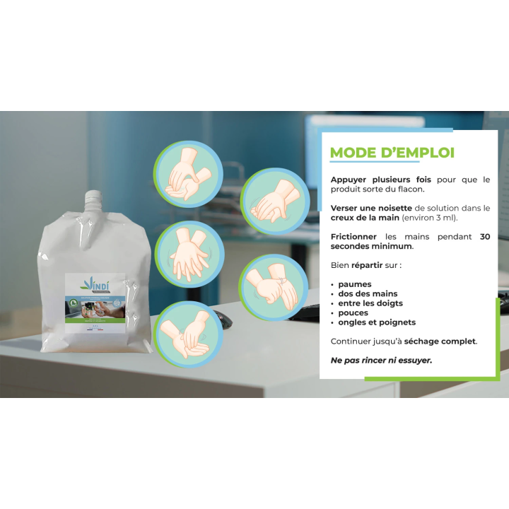 Solution hydroalcoolique menthe poivrée poche 2,5L