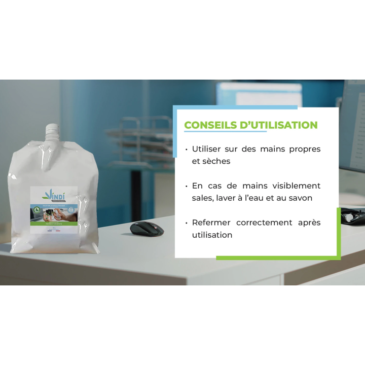 Solution hydroalcoolique menthe poivrée bidon 5L Fabrication Française