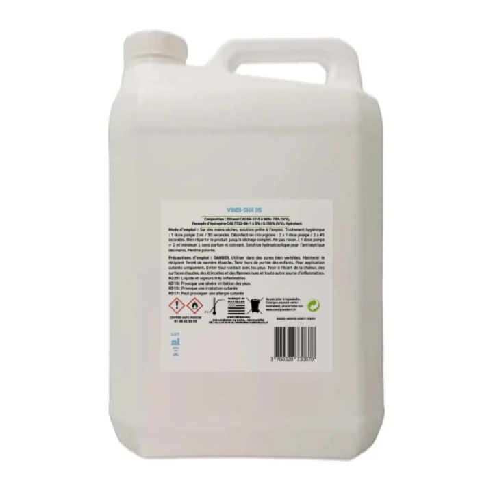 Solution hydroalcoolique menthe poivrée bidon 5L Fabrication Française