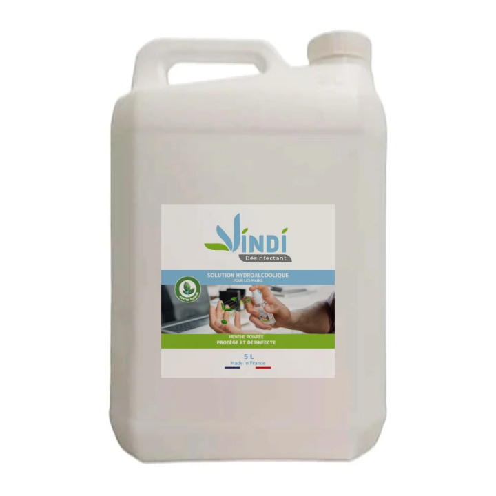 Solution hydroalcoolique menthe poivrée bidon 5L Fabrication Française