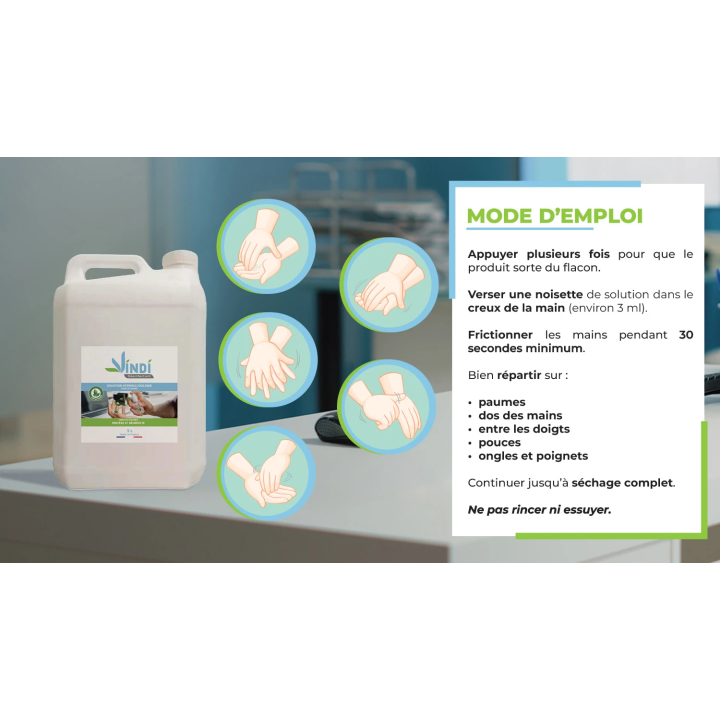 Solution hydroalcoolique menthe poivrée bidon 5L Fabrication Française