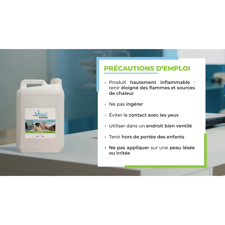 Solution hydroalcoolique menthe poivrée bidon 5L Fabrication Française