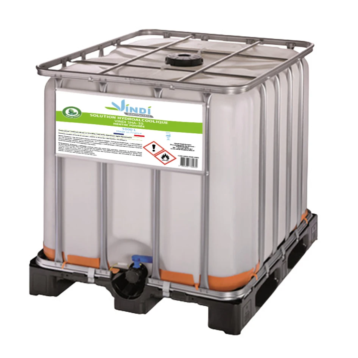 Solution hydroalcoolique menthe poivrée cuve IBC de 1000L | Fabrication Française