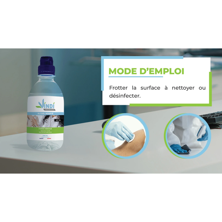 Alcool modifié 90° flacon de 250ml | Fabrication Française