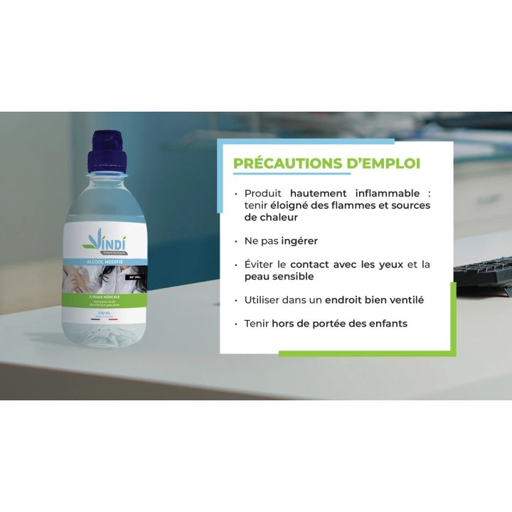 Alcool modifié 90° flacon de 250ml | Fabrication Française