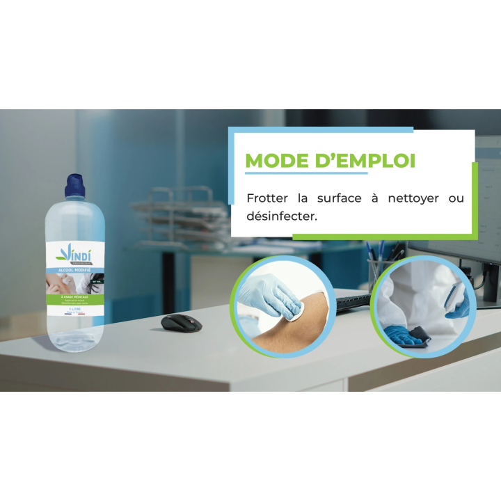 Alcool modifié 90° flacon de 1L | Fabrication Française