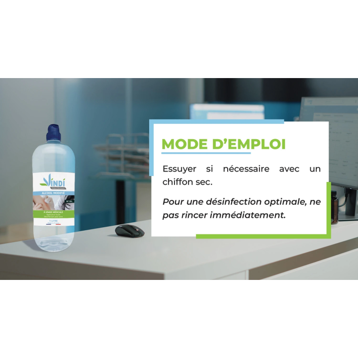 Alcool modifié 90° flacon de 1L | Fabrication Française