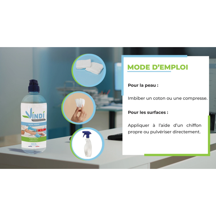 Alcool modifié 70° flacon de 500ml | Fabrication Française