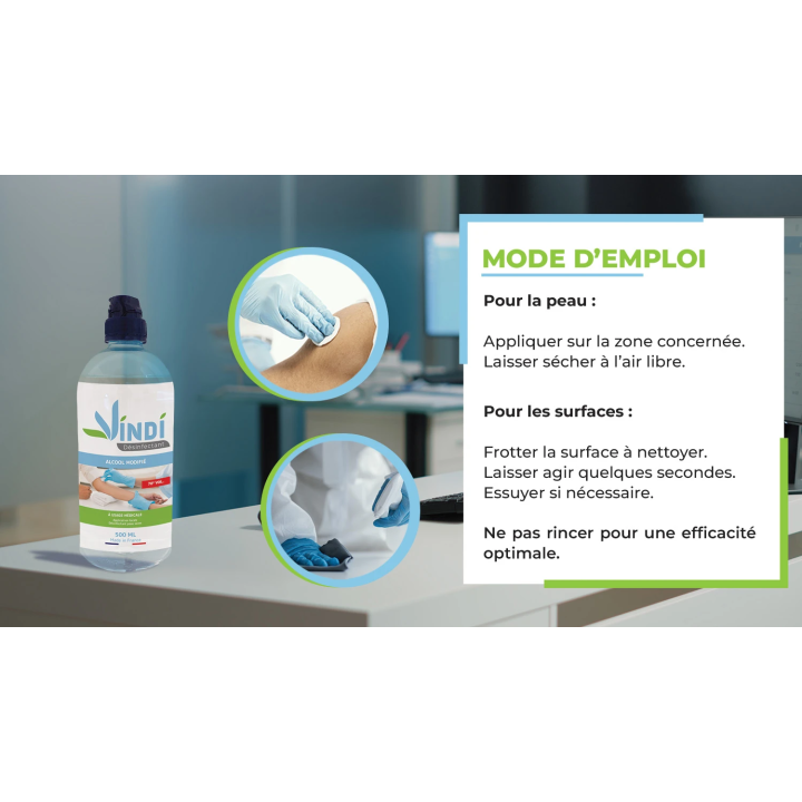 Alcool modifié 70° flacon de 500ml | Fabrication Française