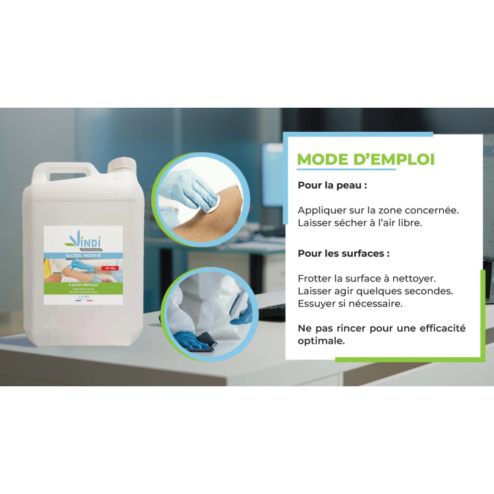 Alcool modifié 70° bidon de 5L | Fabrication Française