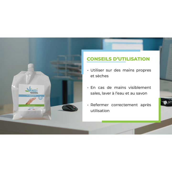 Gel hydroalcoolique poche écorecharge de 2,5l | Fabrication Française