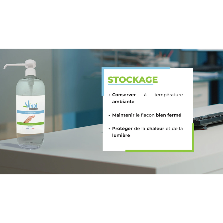 Gel hydroalcoolique flacon pompe de 1L | Fabrication Française