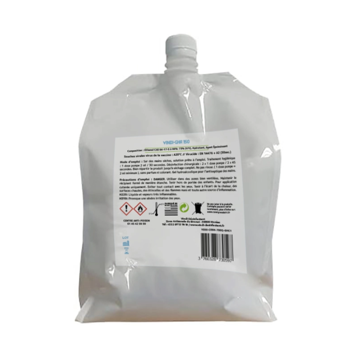 Gel hydroalcoolique poche écorecharge de 2,5l | Fabrication Française