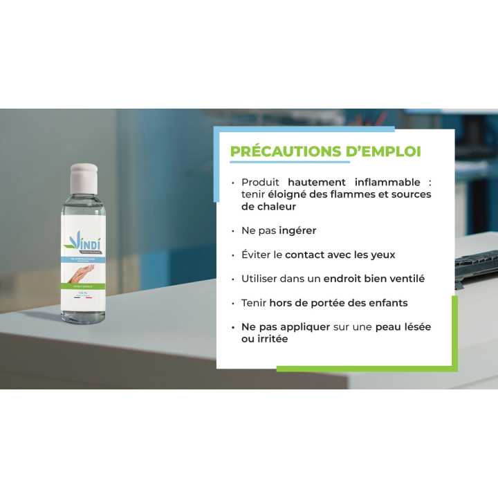 Gel hydroalcoolique flacon de 100ml | Fabrication Française