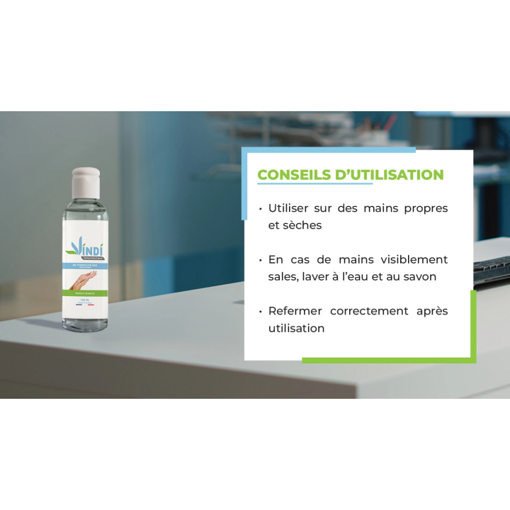 Gel hydroalcoolique flacon de 100ml | Fabrication Française