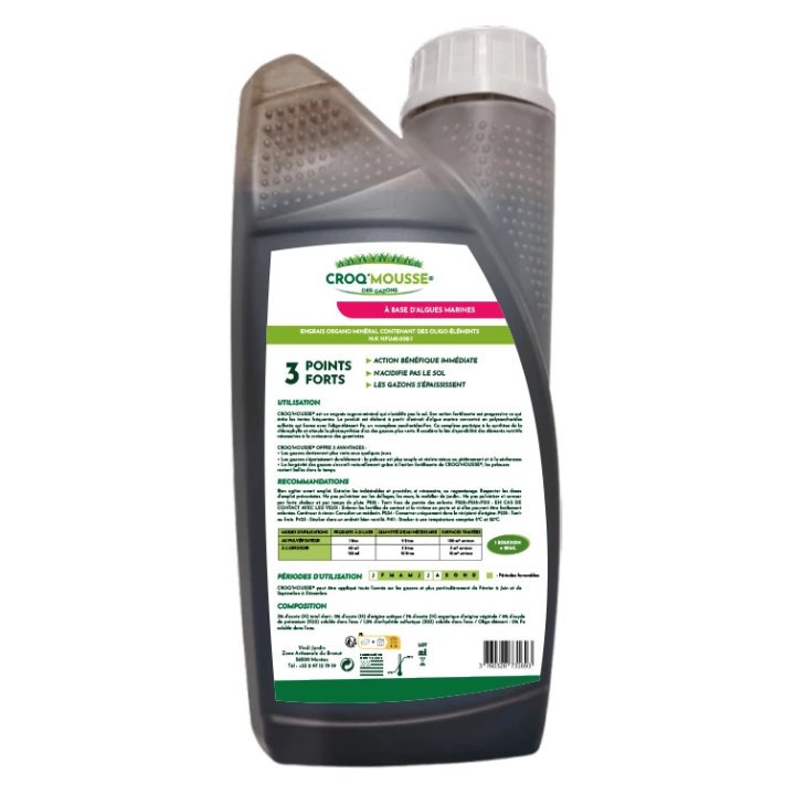 Engrais gazon liquide Croq'Mousse 1 L – Jusqu'à 100 m²
