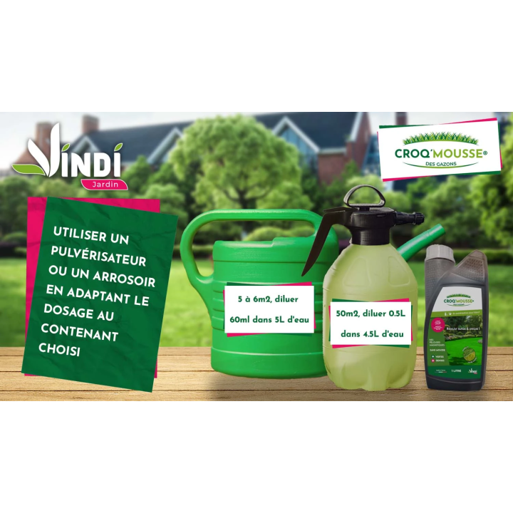 Engrais gazon liquide Croq'Mousse 1 L – Jusqu'à 100 m²