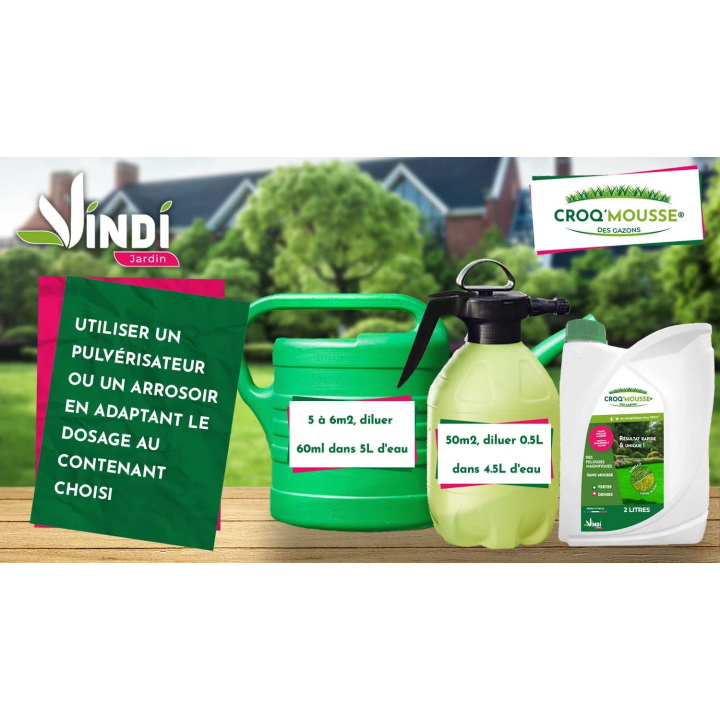 Engrais gazon liquide Croq'Mousse 2 L – Jusqu'à 200 m²