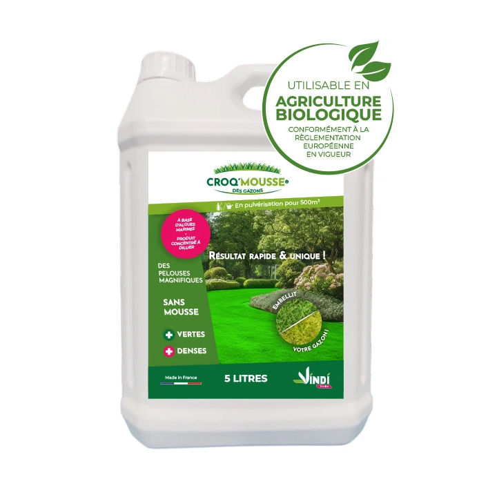 Engrais gazon liquide Croq'Mousse 5 L – Jusqu'à 500 m²
