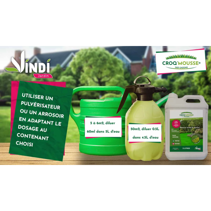 Engrais gazon liquide Croq'Mousse 5 L – Jusqu'à 500 m²