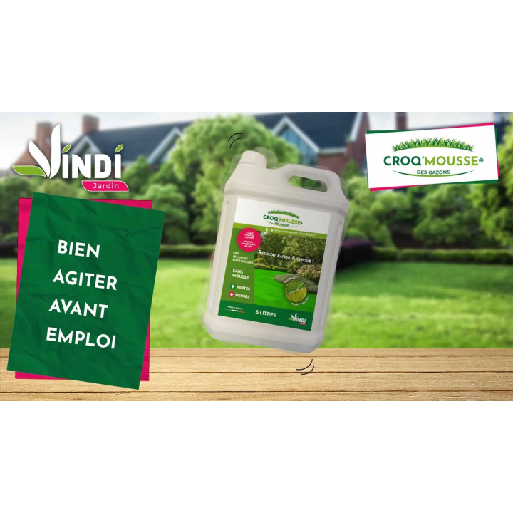 Engrais gazon liquide Croq'Mousse 5 L – Jusqu'à 500 m²