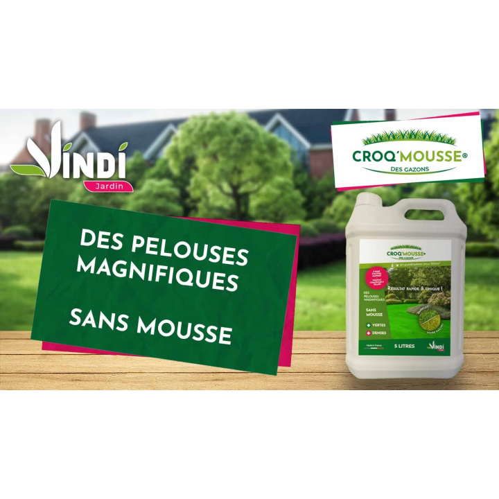 Engrais gazon liquide Croq'Mousse 5 L – Jusqu'à 500 m²