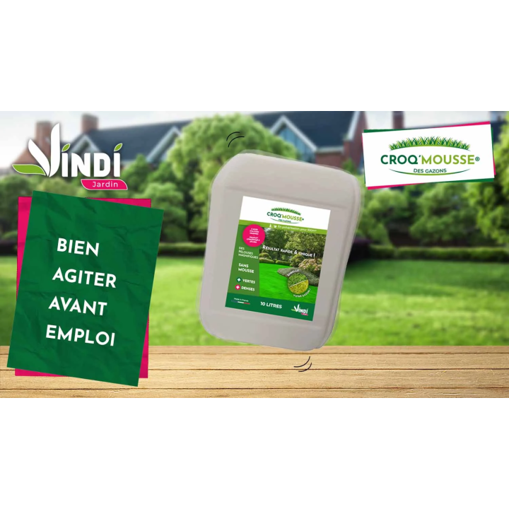 Engrais gazon liquide Croq'Mousse 10 L – Jusqu'à 1000 m²