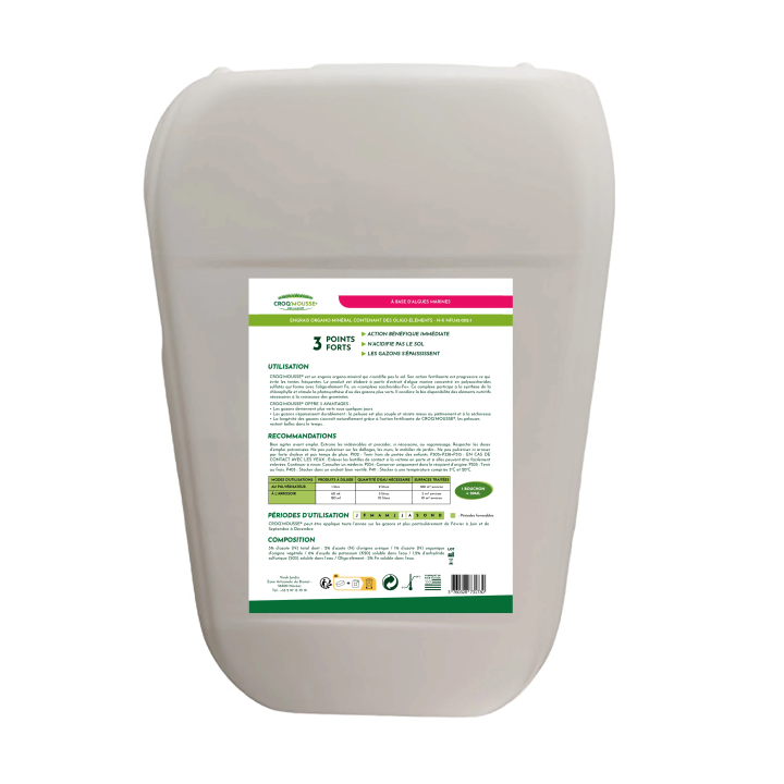 Engrais gazon liquide Croq'Mousse 20 L – Jusqu'à 2000 m²