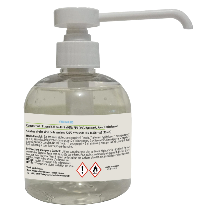 Gel hydroalcoolique flacon pompe de 300ml | Fabrication Française