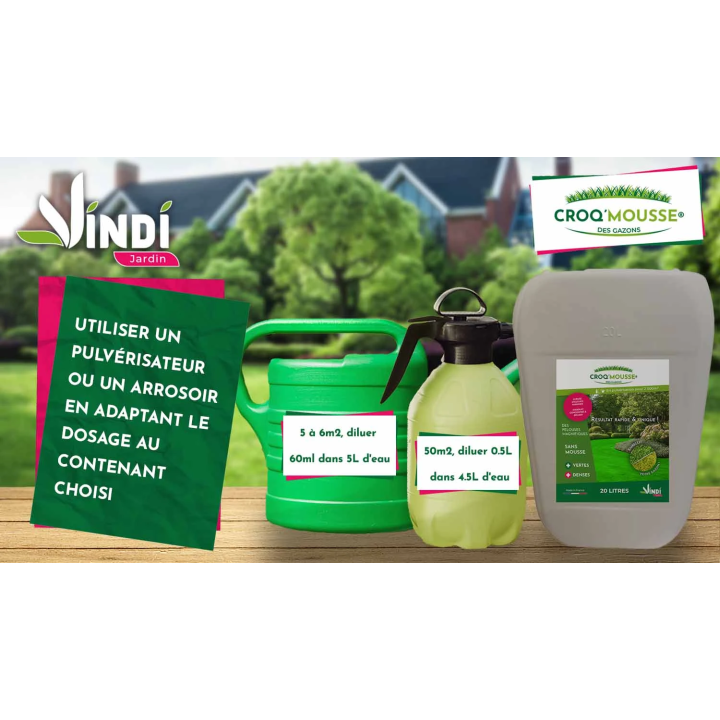 Engrais gazon liquide Croq'Mousse 20 L – Jusqu'à 2000 m²