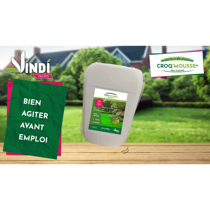 Engrais gazon liquide Croq'Mousse 20 L – Jusqu'à 2000 m²