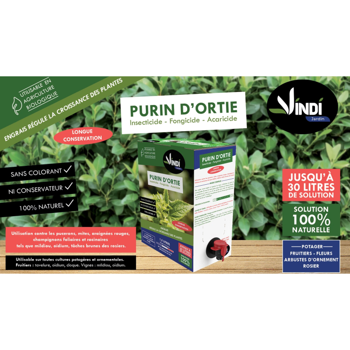 Purin d’Ortie Naturel pour Plantes & Potager - BIB 1,5L | Vindi Jardin
