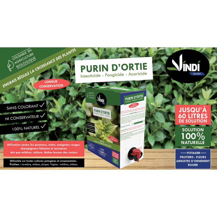 Purin d’Ortie Naturel pour Plantes & Potager - BIB 3L | Vindi Jardin