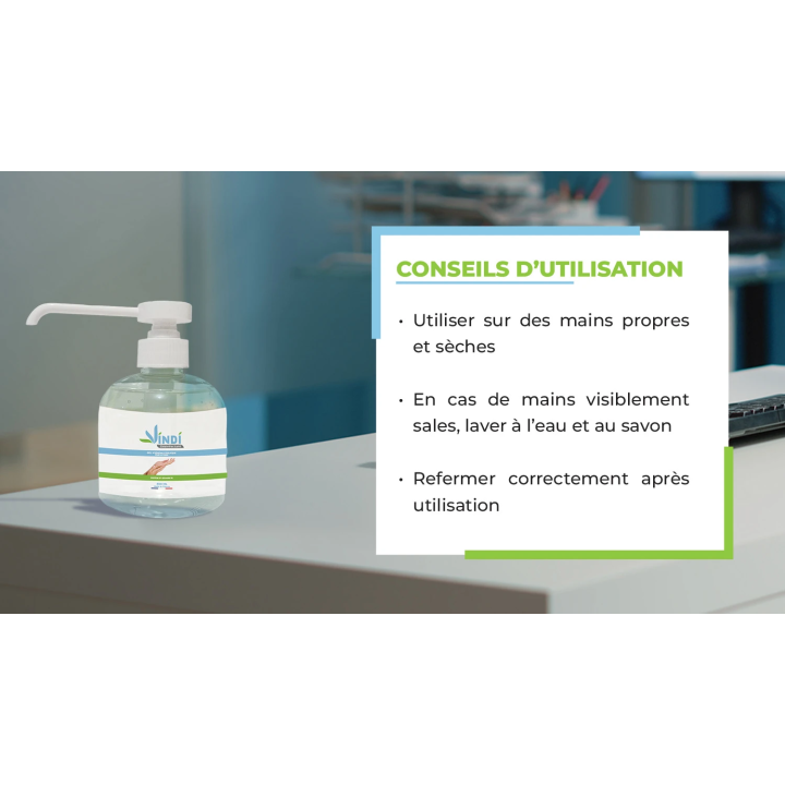 Gel hydroalcoolique flacon pompe de 300ml | Fabrication Française