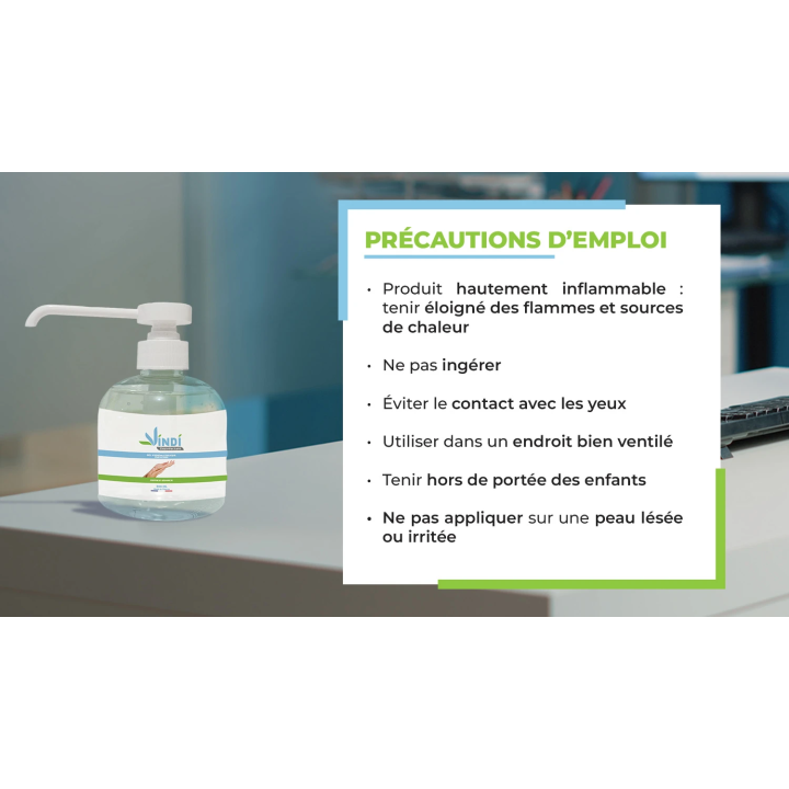 Gel hydroalcoolique flacon pompe de 300ml | Fabrication Française