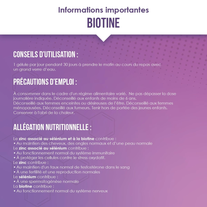Biotine, Zinc & Sélénium – Cheveux, Peau & Ongles | Vindi Nutrity