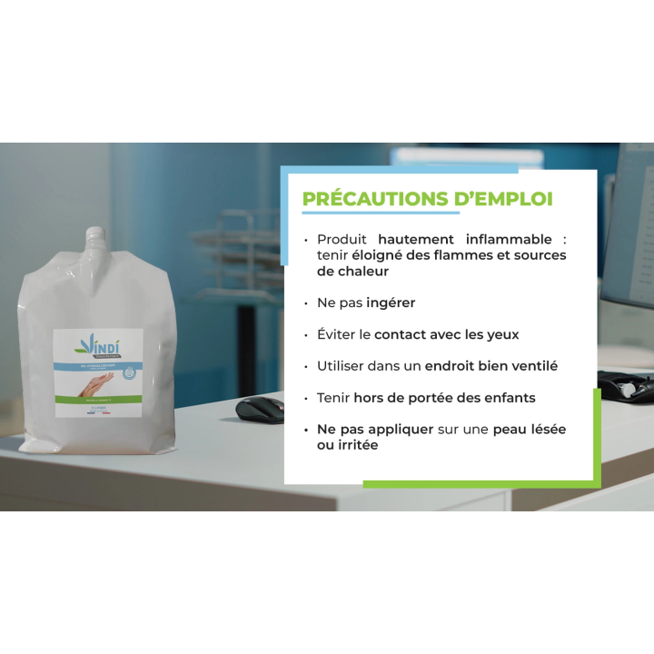 Gel hydroalcoolique Poche écorecharge de 5L | Fabrication Française