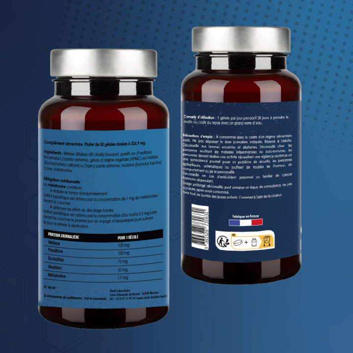 Mélatonine 1,9 mg – Endormissement & Plantes | Vindi Nutrity