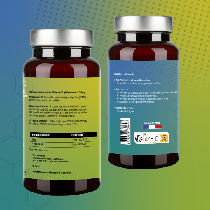 Zinc Bisglycinate & Vitamine B6 | Vindi Nutrity